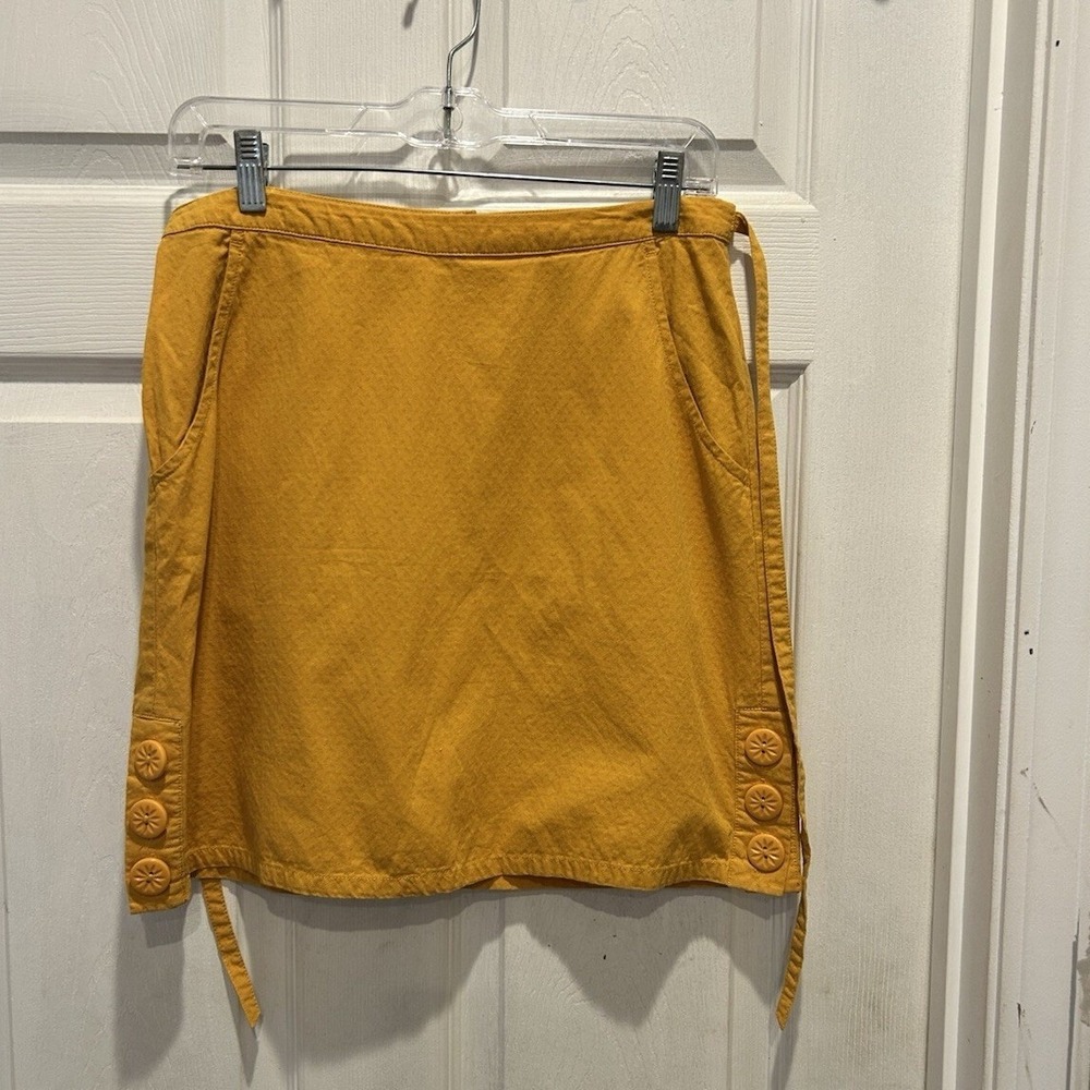 Anthro Tulle Womens Yellow Textured Cotton Mini Skirt Pockets Small‎ Festival